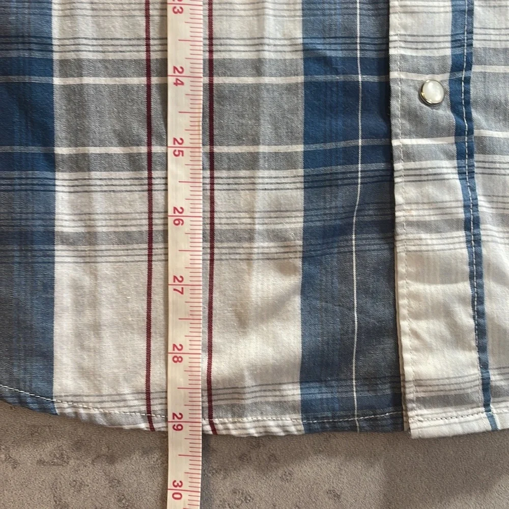 LEVI’S Men’s Long Sleeve Western Style Plaid Pearl Snaps Blue White‎ Red Size M